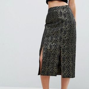 ASOS Metallic Animal Jacquard Pencil Skirt - Multi